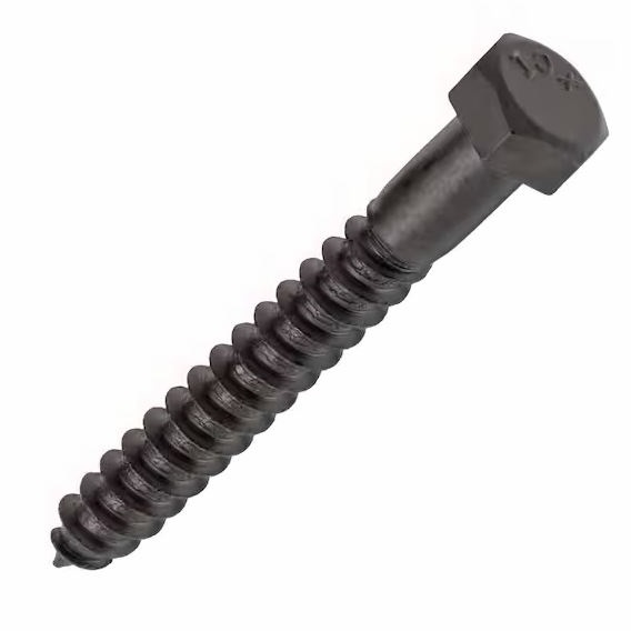 5/16 X 5" HEX LAG SCREW BLK OX &amp; WAX